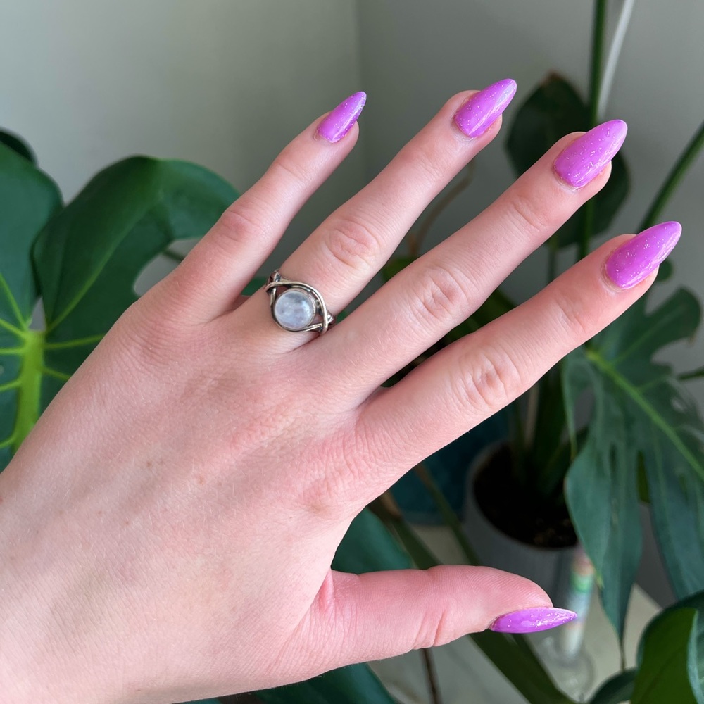 Elegant Silver Moonstone Ring size 6.5 hand crafted